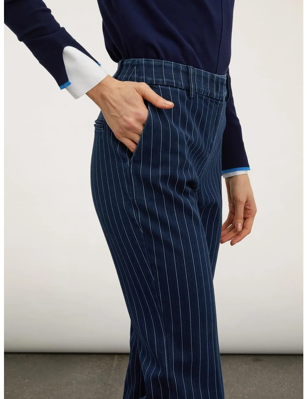 Motivi Flare-Jeans Nadelstreifen-Optik Jeans Baumwolle