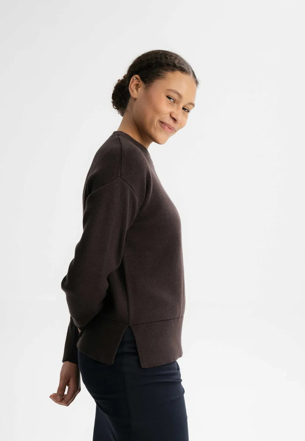 MELA Faiza Jacquard Pullover schwarz Bio-Baumwolle