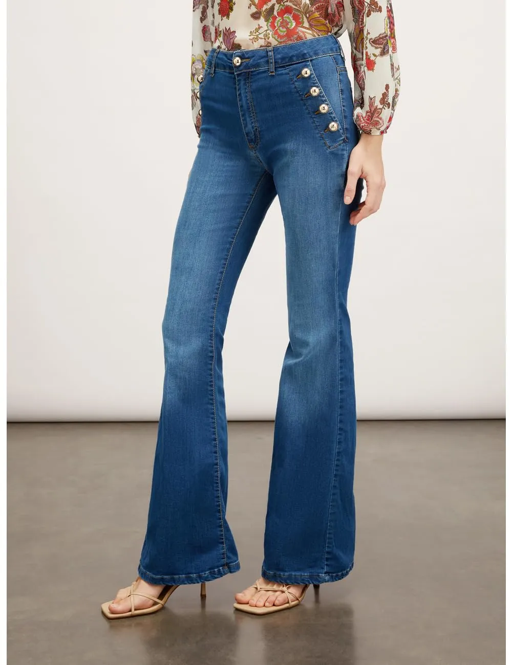 Motivi Flare-Jeans Knopf-Motiv Jeans blau