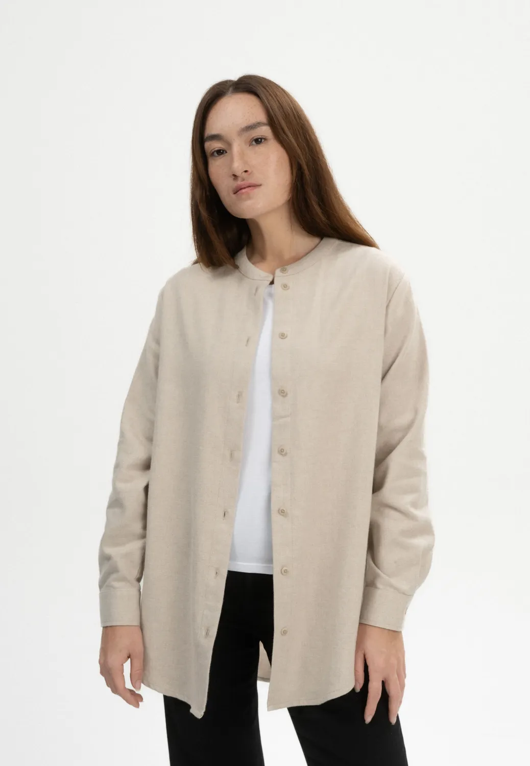 MELA AABAN Flanell Hemd Bio-Baumwolle birke melange