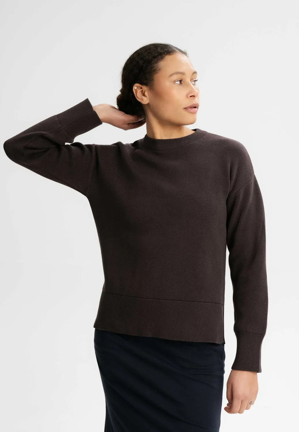 MELA Faiza Jacquard Pullover schwarz Bio-Baumwolle