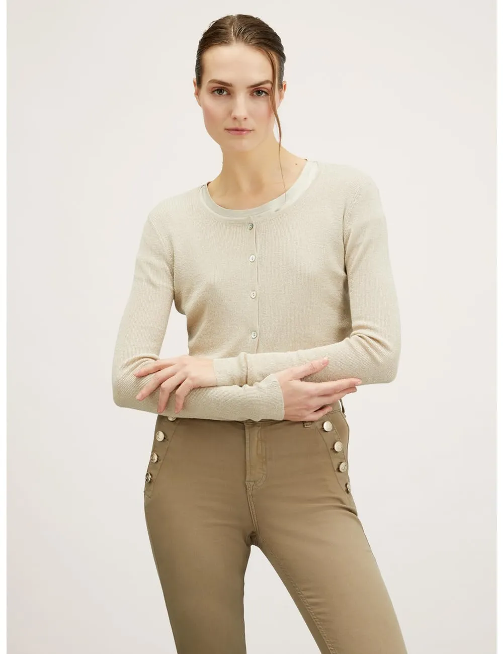 Motivi Cardigan kurz Lurex-Strick Knöpfe