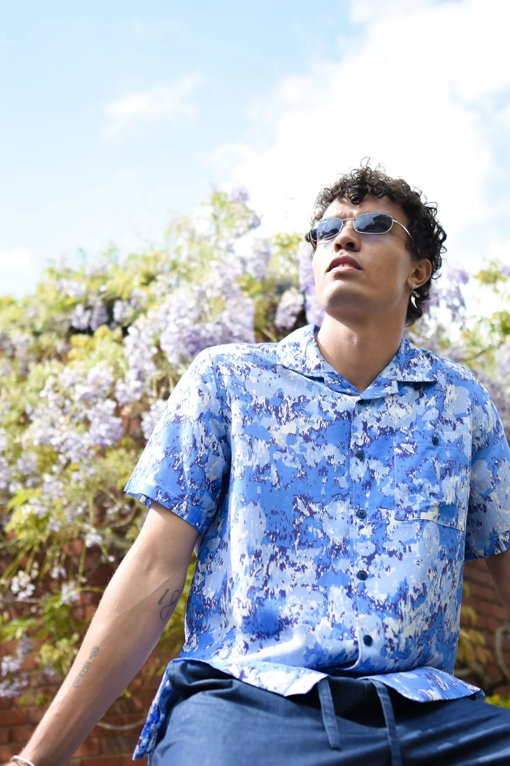 Komodo Spindrift Hemd Herren Acid Blue M Tencel Print