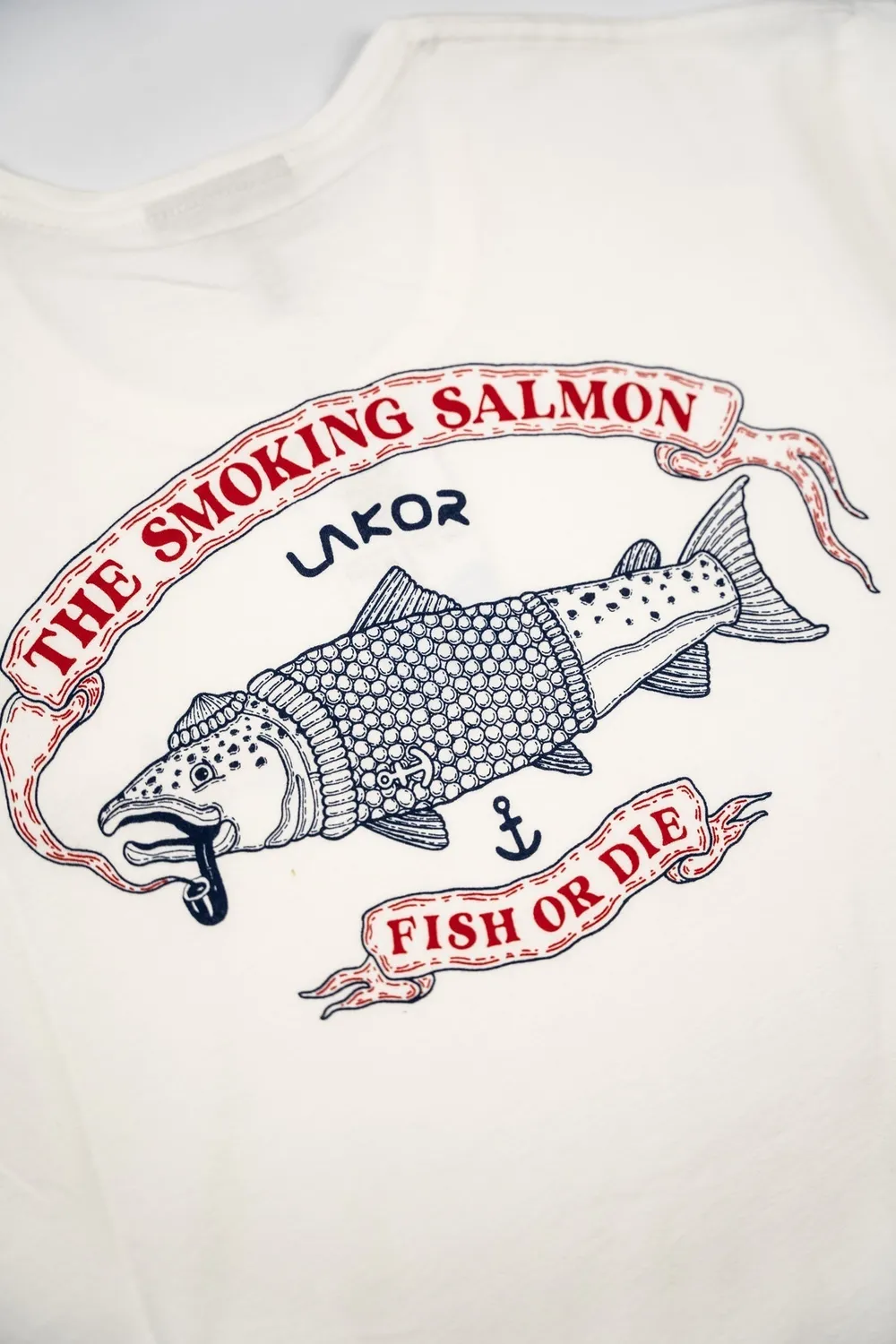 LAKOR The Smoking Salmon Back T-Shirt Star White Bio