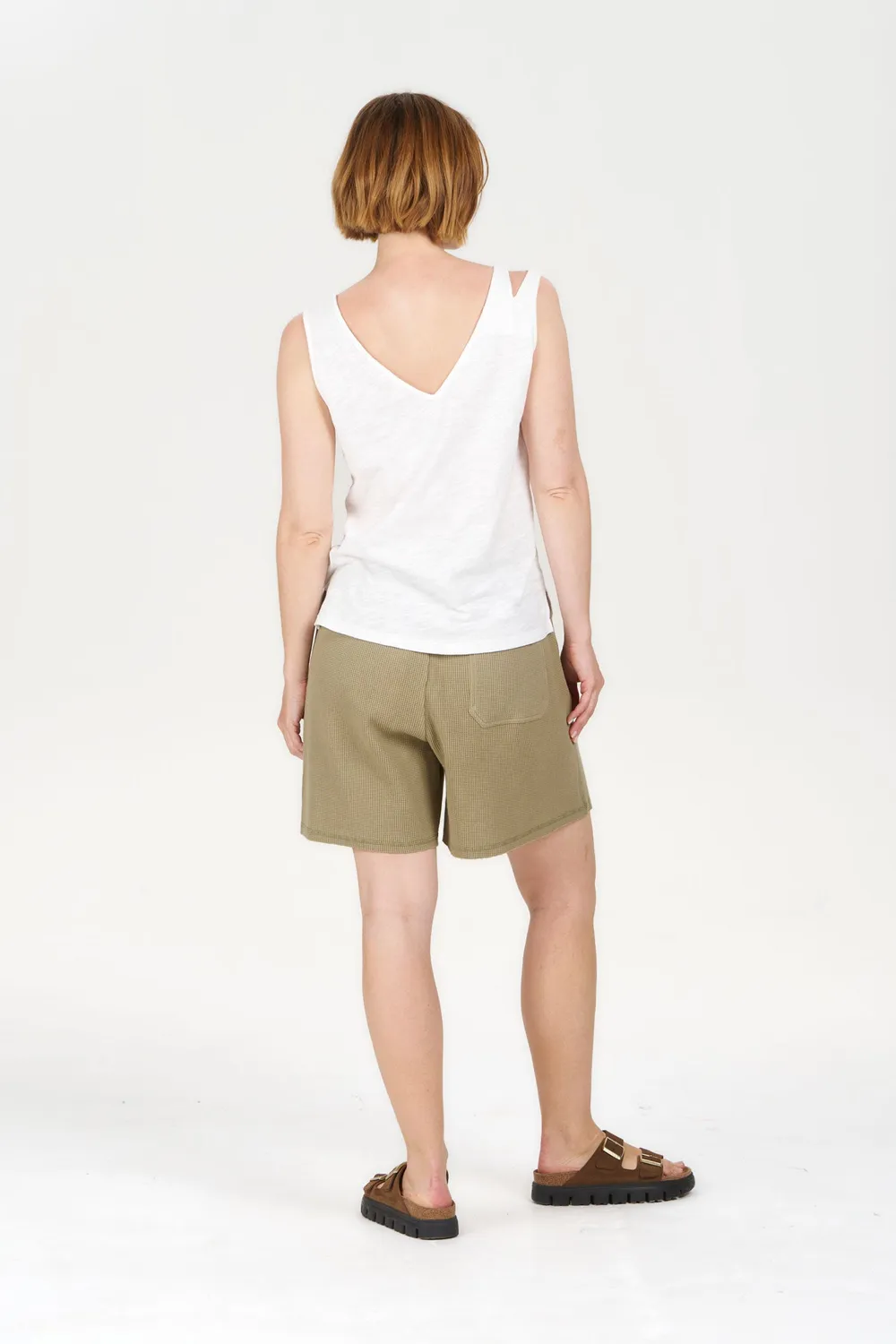KOMODO MARLIE Shorts Grün Bio-Baumwolle Waffle