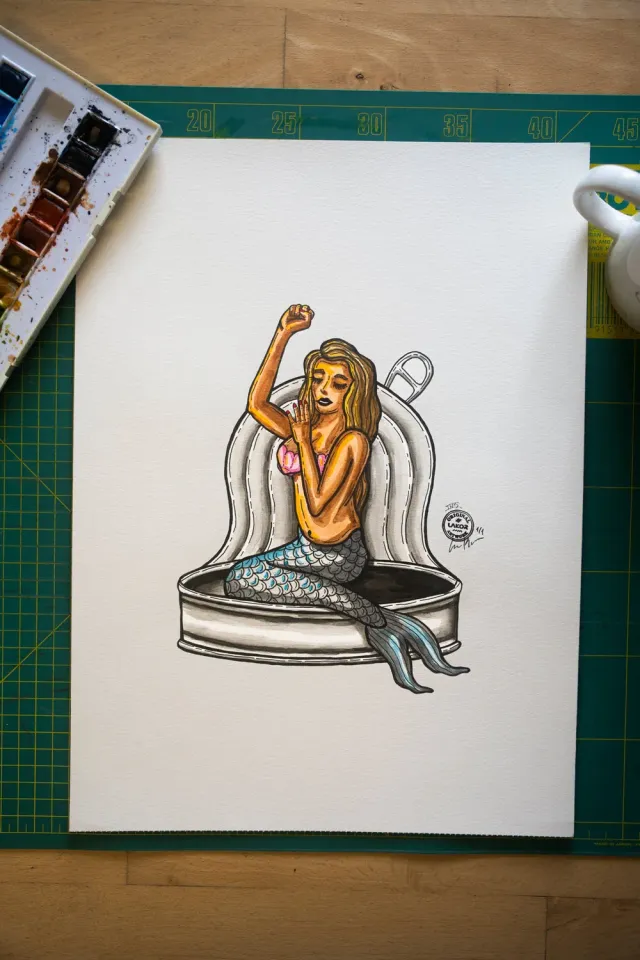 LAKOR Tinned Mermaid Original Poster Weiß Recyclingpapier