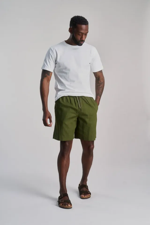 KOMODO JERRY Shorts Herren Khaki Leinen Bio-Baumwolle