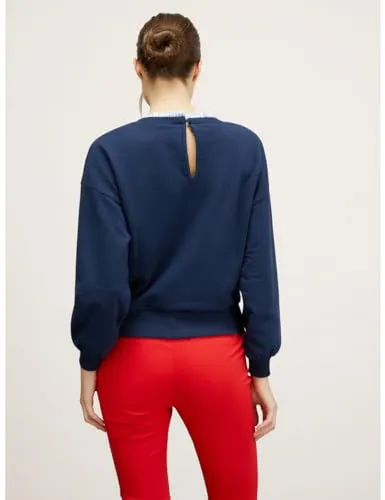Motivi Sweatshirt mit bestickter Tasche Damen aus Baumwolle