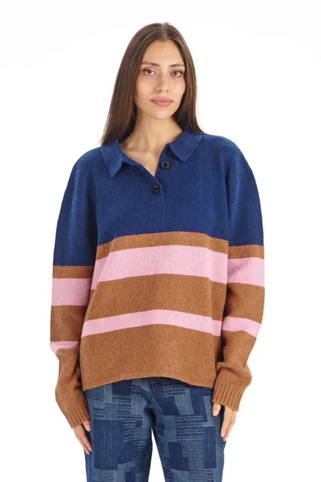 Komodo Camilla Merino Pullover Navy gestreift Merino