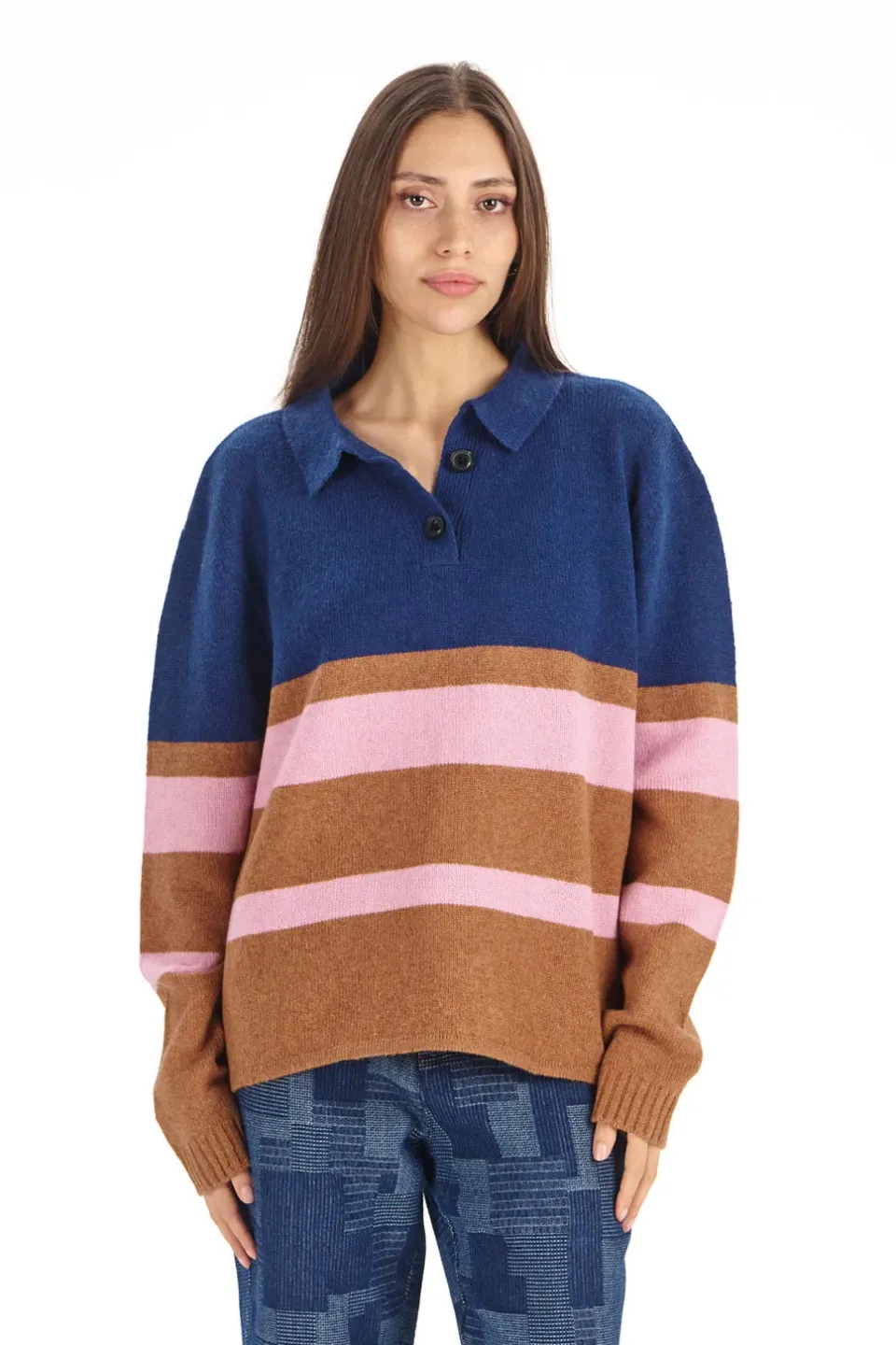 Komodo Camilla Merino Pullover Navy gestreift Merino