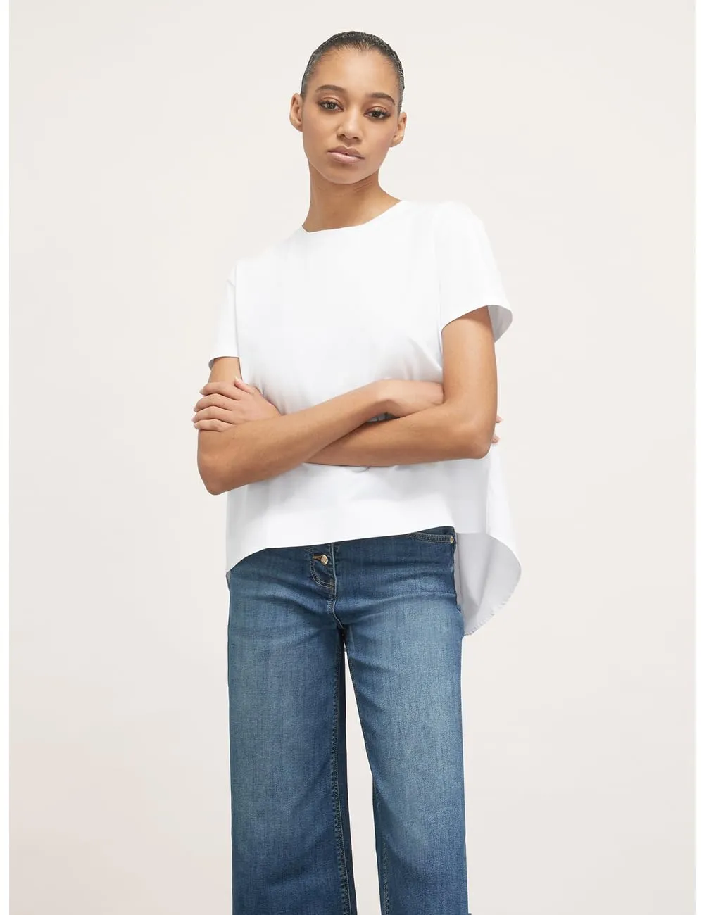 Motivi T-Shirt Materialmix Shirt Flechtung hinten