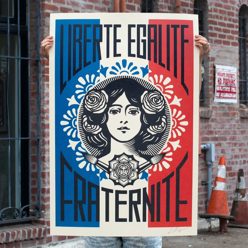 Obey Liberté Egalité Fraternité Lithografie 91x61 signiert