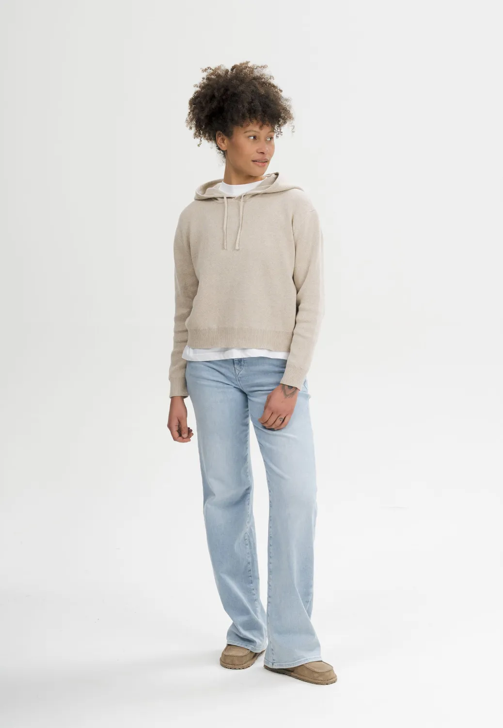MELA JANISHA Strick-Kapuzenpullover Bio-Baumwolle