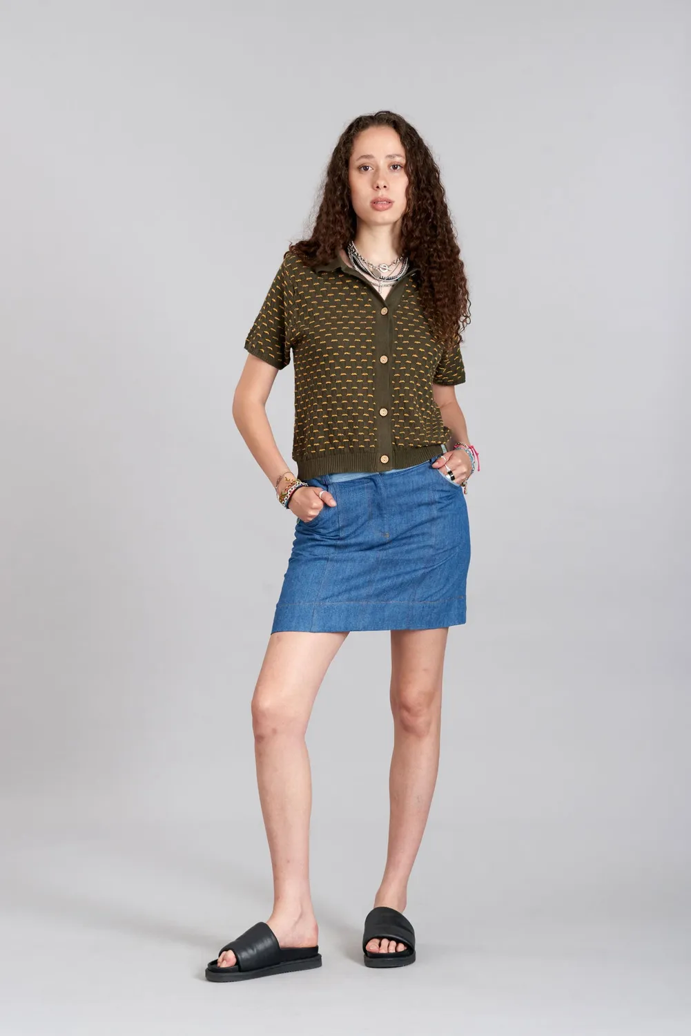 Komodo Clara Cardigan Dunkelgrün Bio-Baumwolle Tencel