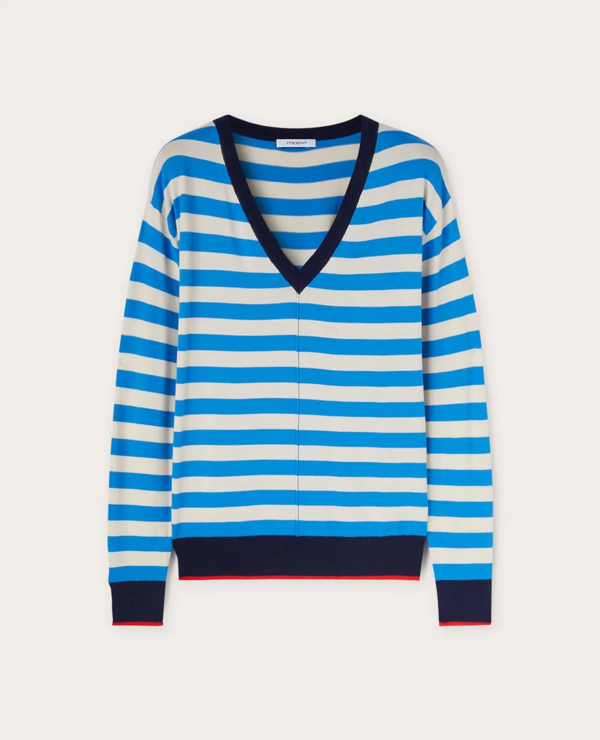 Motivi Strickpullover V-Ausschnitt gestreift Viskose