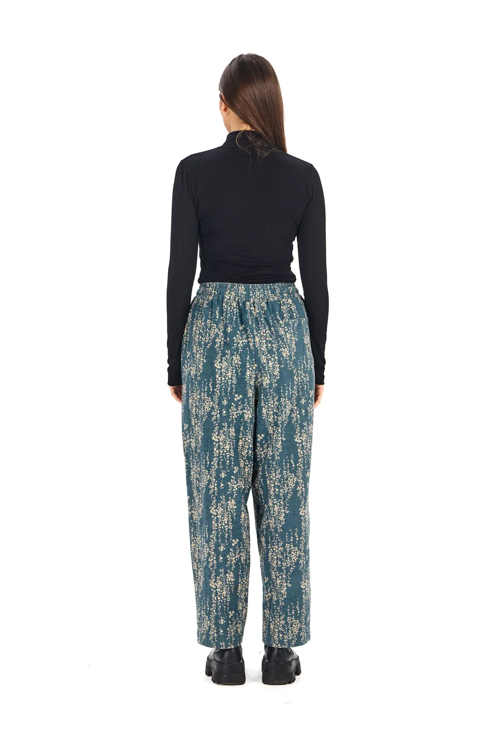 Komodo Dream Hose Blue Floral Bio-Baumwolle tapered