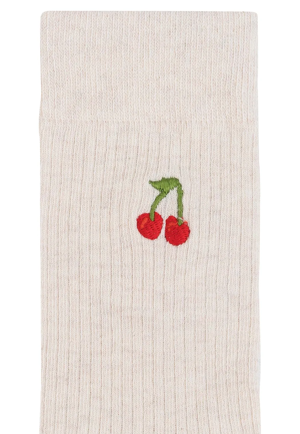MELA Socken Stickerei gerippt 1 Paar cream klee Bio-Baumwolle