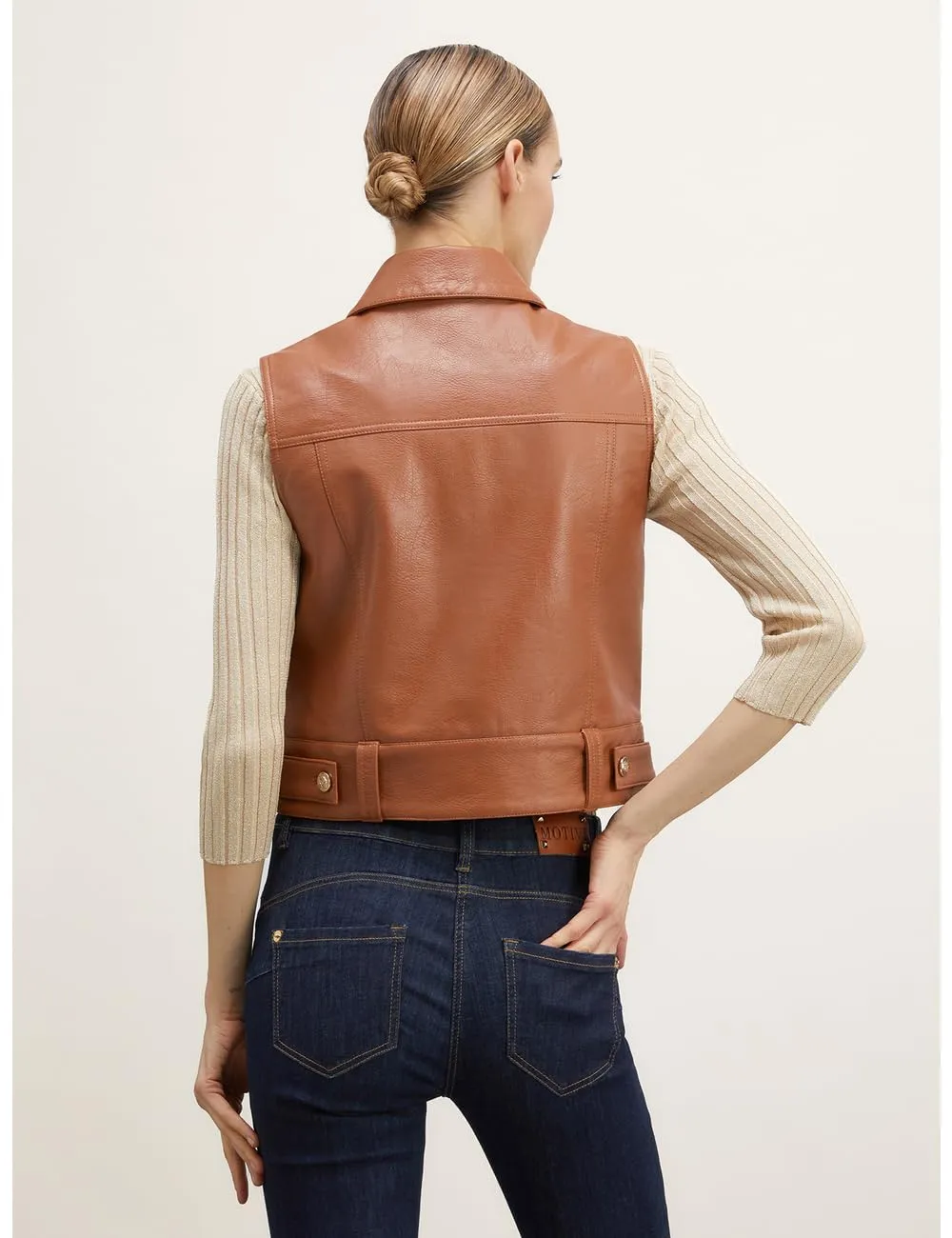 Motivi Denim-Gilet beschichtet Weste Metallknöpfe