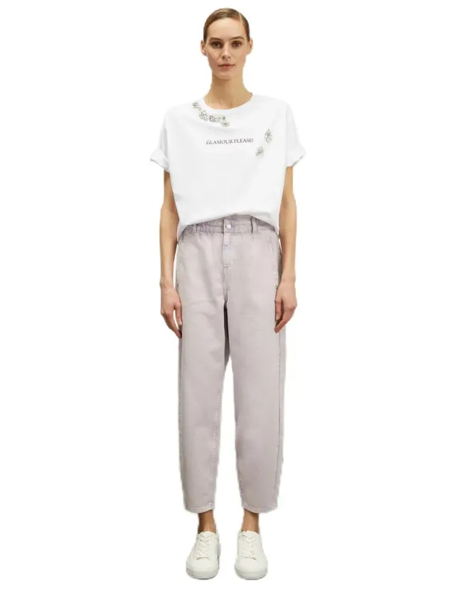 Motivi Paperbag-Jeans farbig Jeans hoher Bund Baumwolle