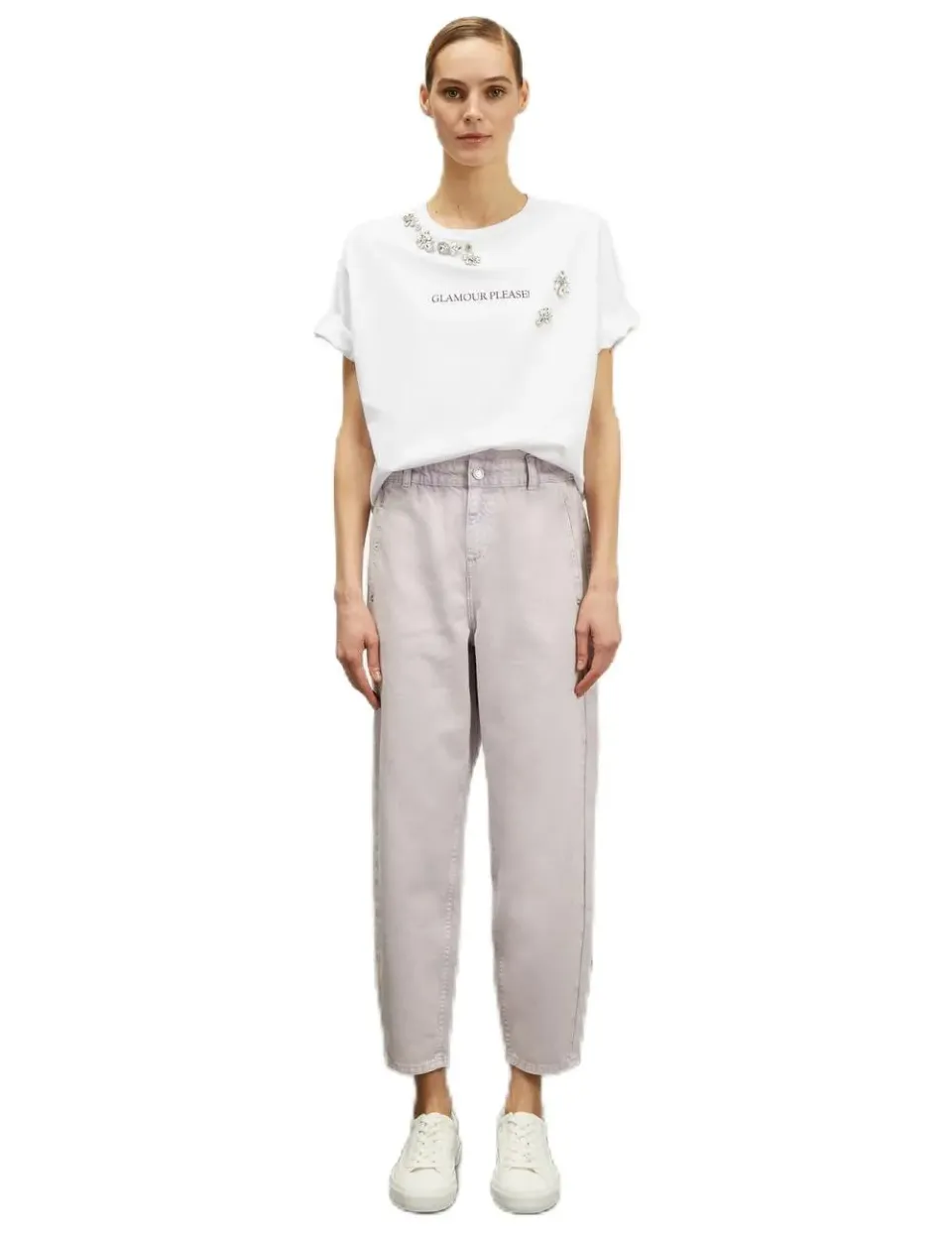 Motivi Paperbag-Jeans farbig Jeans hoher Bund Baumwolle