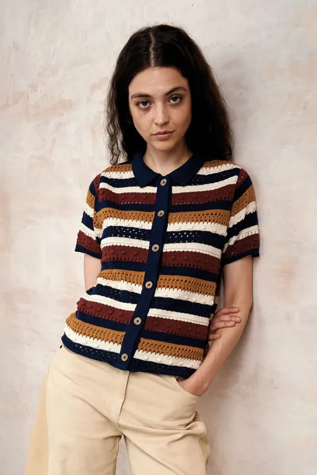 KOMODO Clara Cardigan Multi Streifen aus Bio-Baumwolle