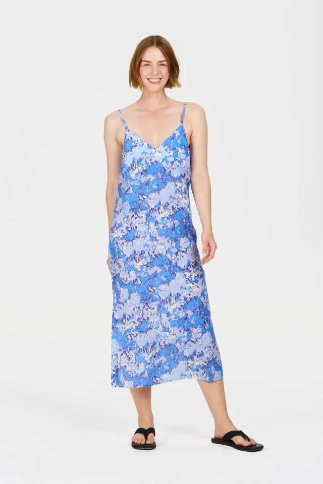 Komodo Miller Kleid Acid Blue Tencel-Leinen Damen