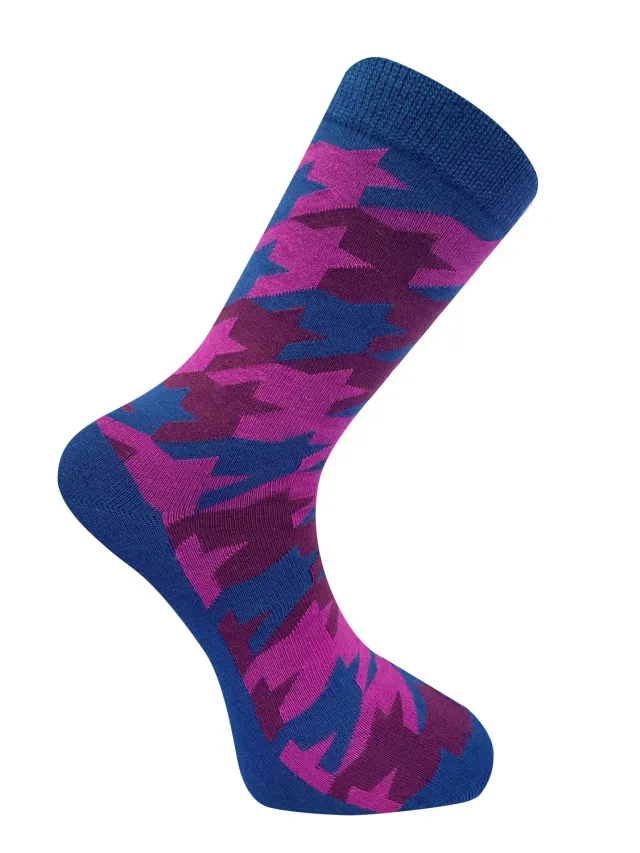 Komodo Houndstooth Socken Blau Bio-Baumwolle GOTS