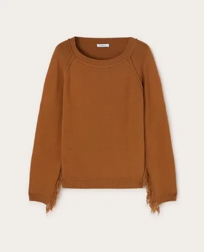 Motivi Pullover mit Ausfransung Baumwollpullover weiß