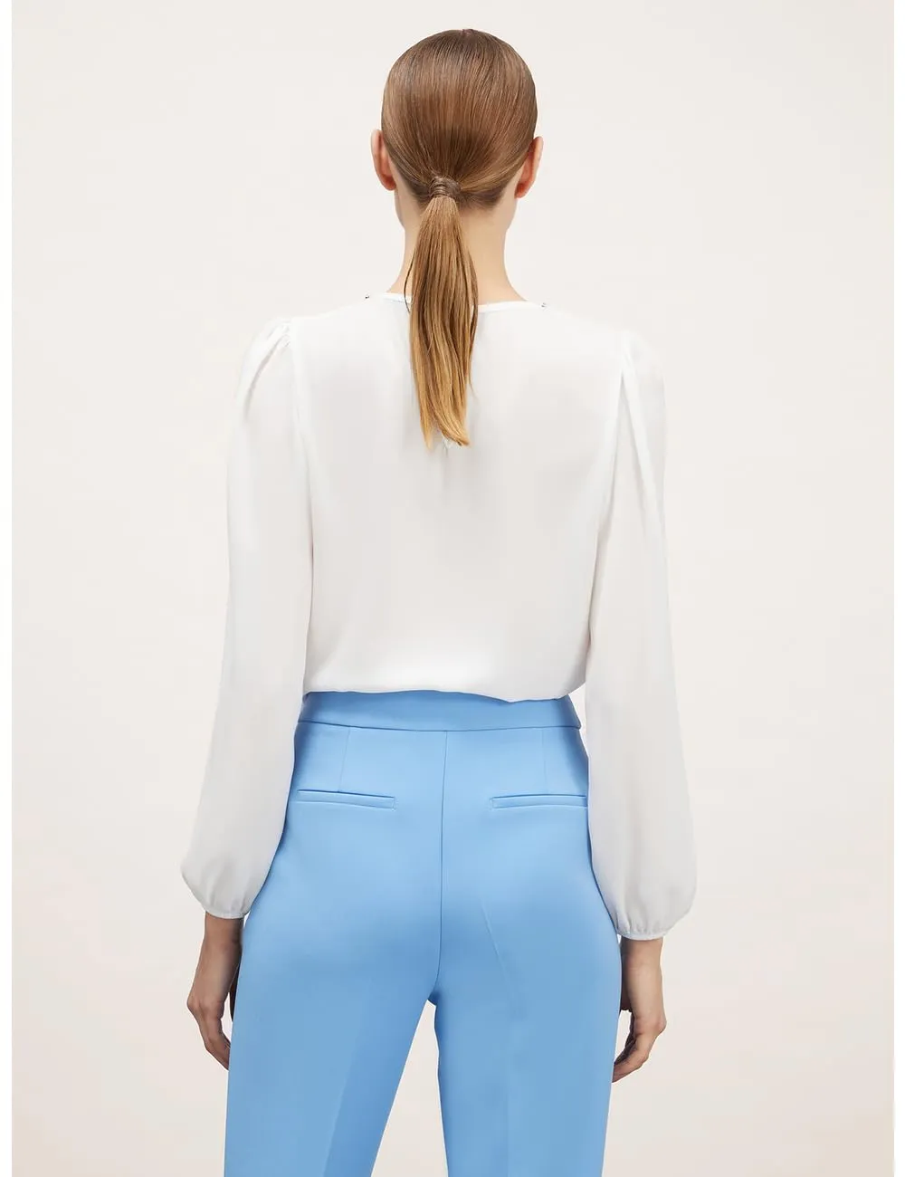 Motivi Bluse mit Kristallsteinchen Krepp Langarm