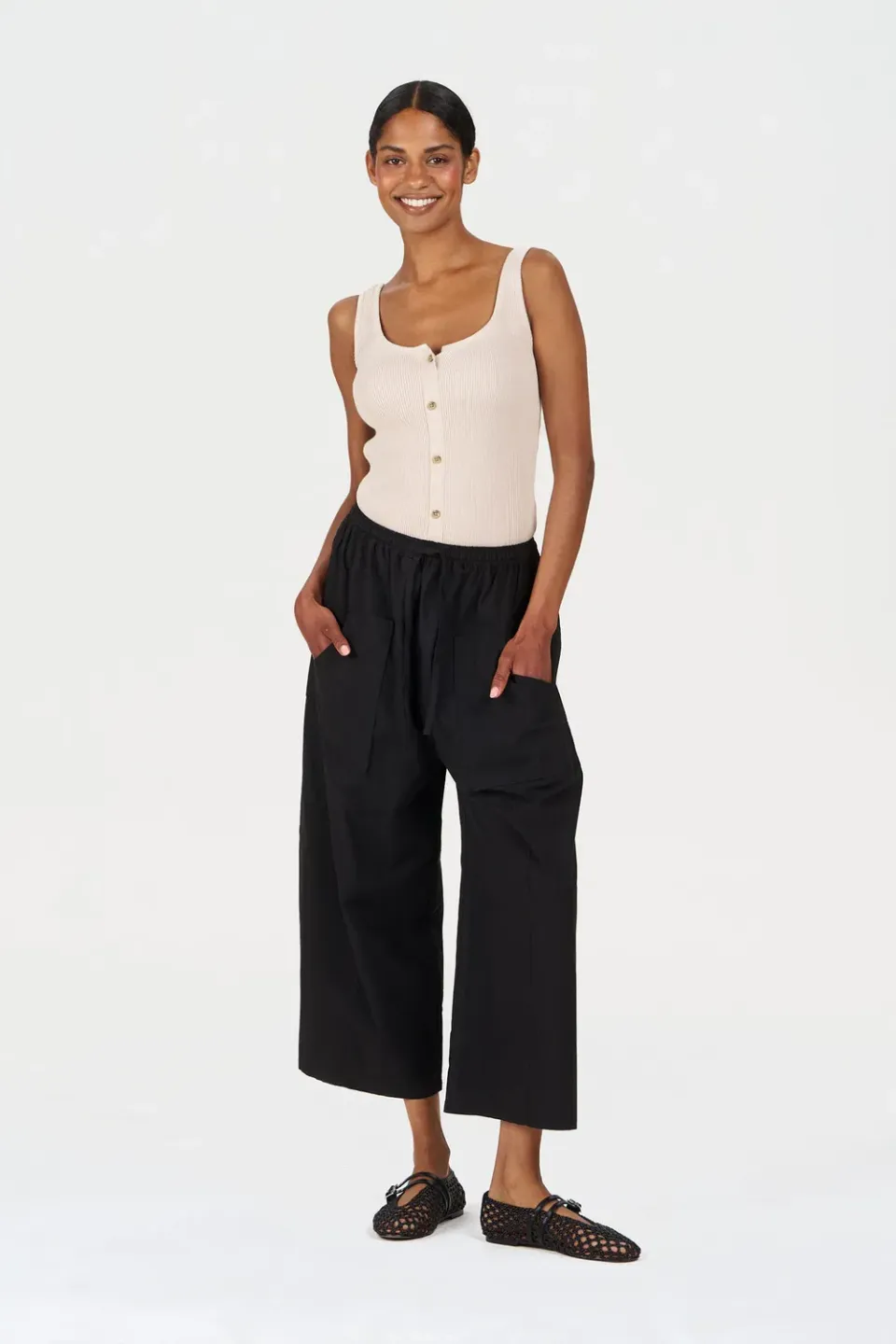 KOMODO CLEO Hose Schwarz Wide-Leg Bio-Baumwolle