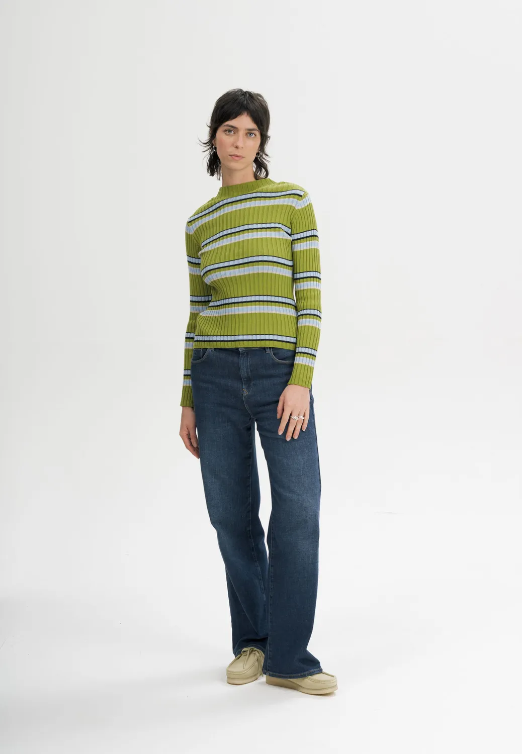 MELA NAMARI Strickpullover kiwi cream melange