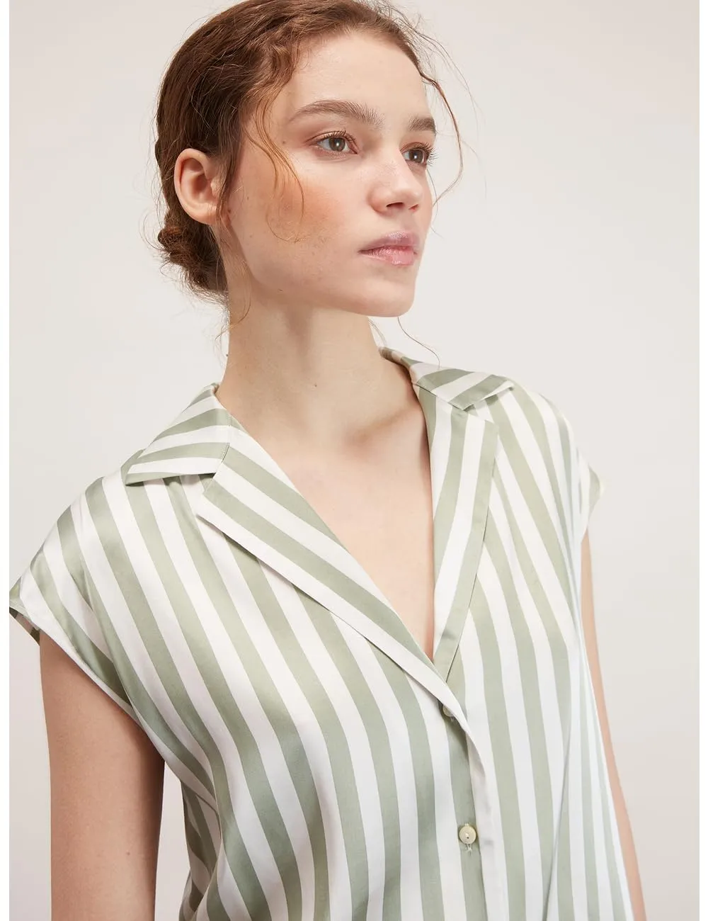 Motivi Kimono-Bluse gestreift Satin Bluse Flügelärmel