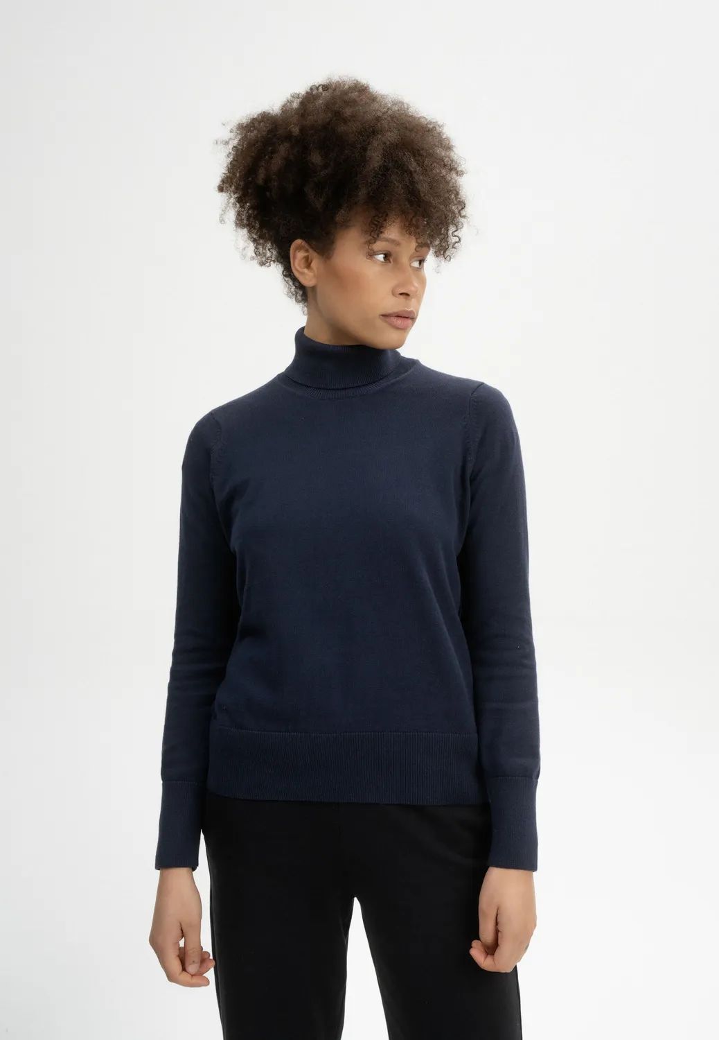 MELA MAYURA Rollkragenpullover bold blue S Baumwolle