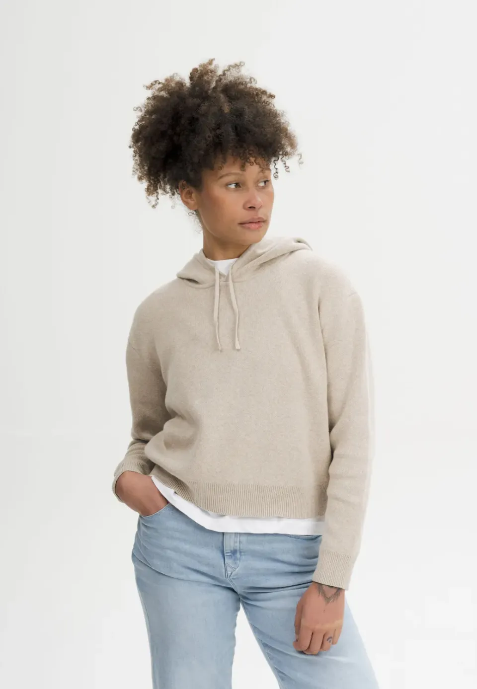 MELA JANISHA Strick-Kapuzenpullover Bio-Baumwolle