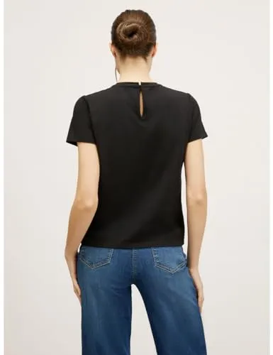 Motivi Spring Summer 24 T-Shirt Steinchen-Ausschnitt Baumwolle