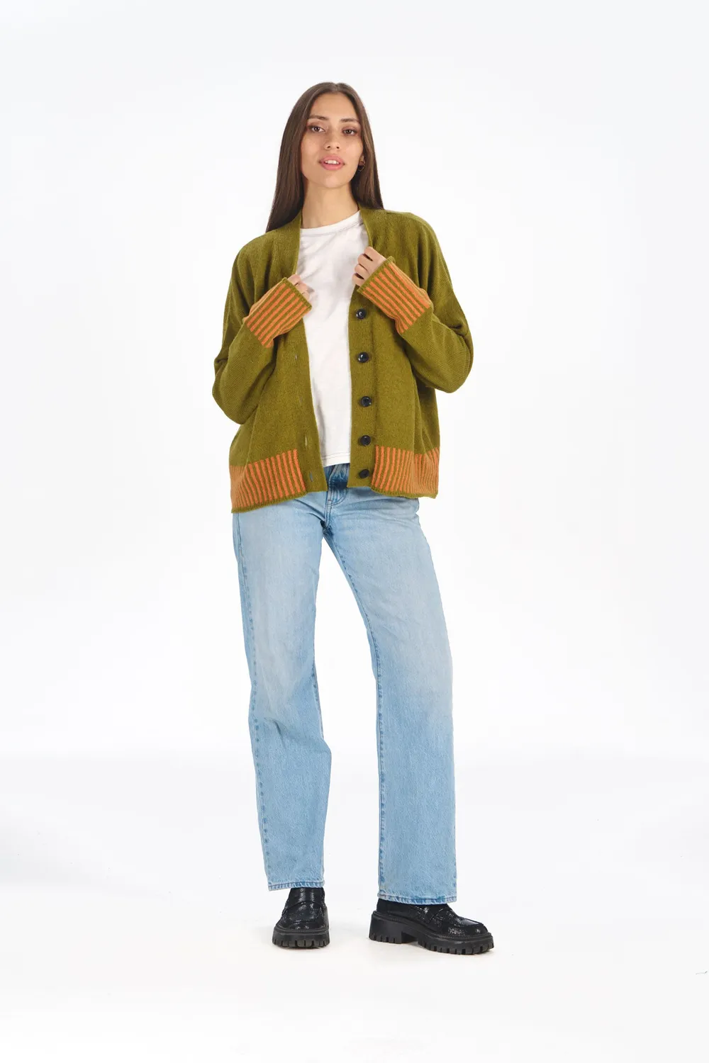 Komodo Cosi Cardigan Merinowolle oliv