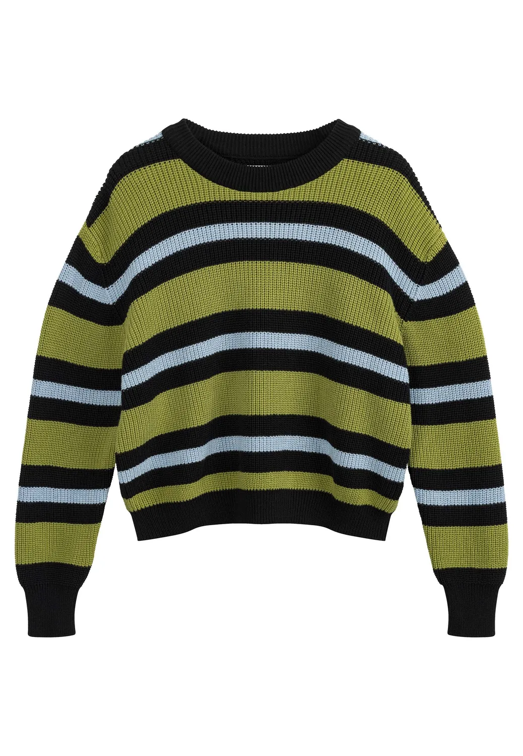 MELA Adah Stripes Rippstrickpullover cloudy blue Bio-Baumwolle