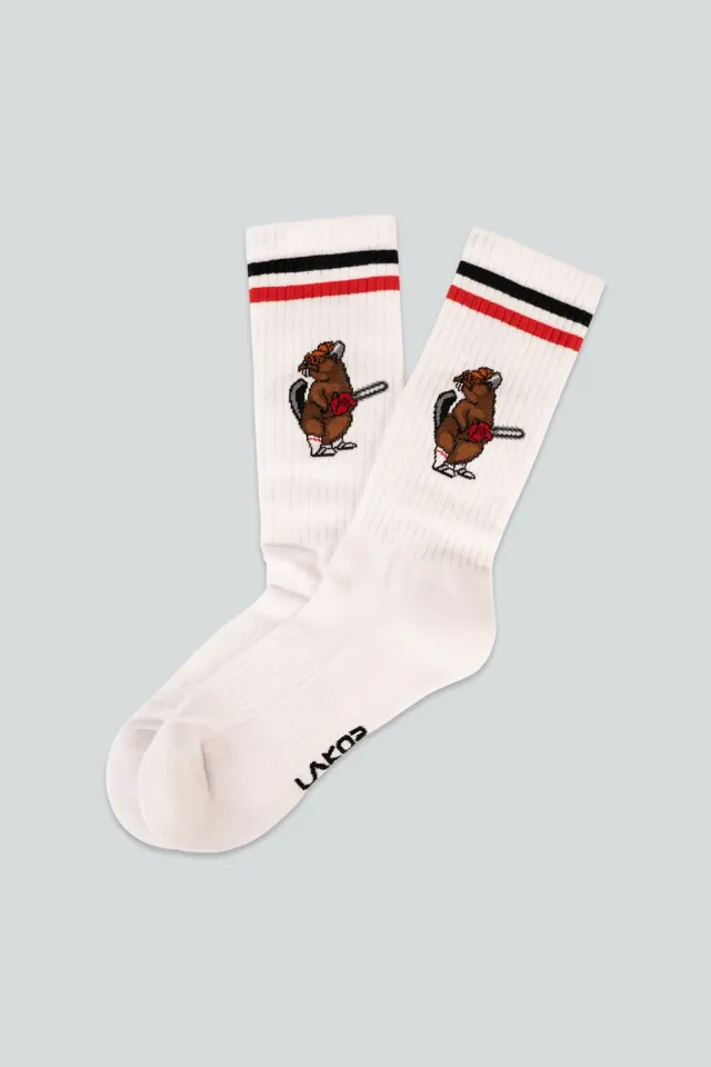 LAKOR Lazy Lumber Socken Weiß Bio-Baumwolle