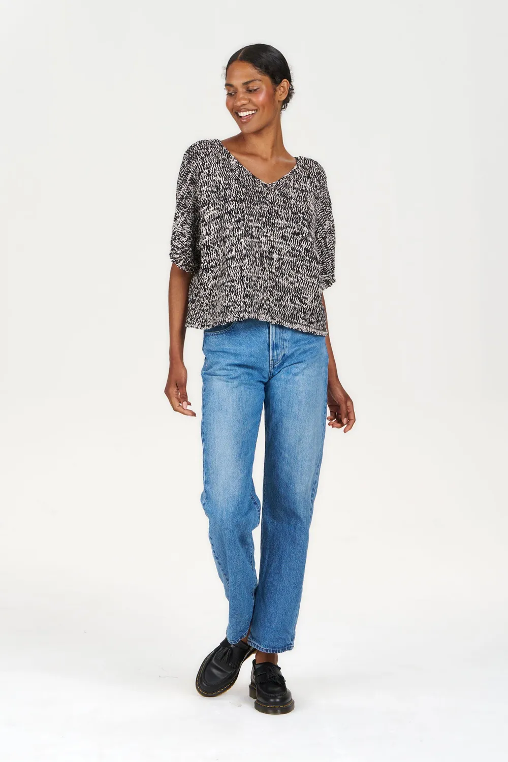 Komodo Teresa Pullover Damen Schwarz-Weiß Bio