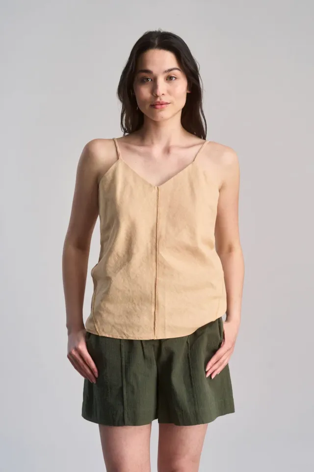 Komodo Fleur Trägertop Sand Leinen-Mix