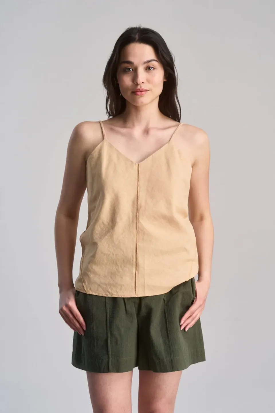 Komodo Fleur Trägertop Sand Leinen-Mix