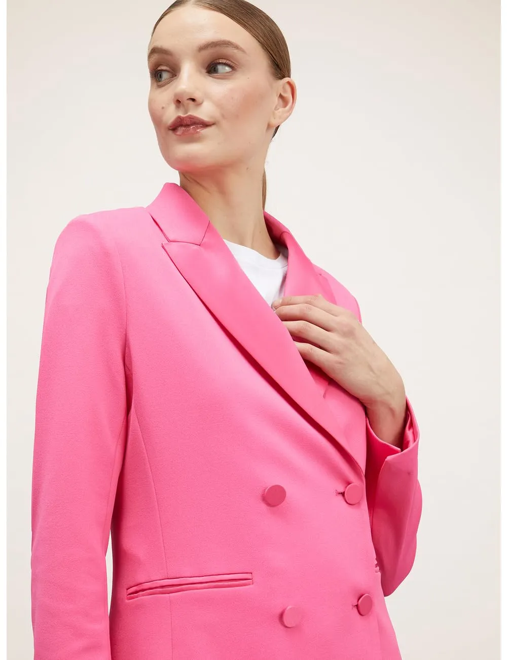 Motivi Blazer lang Jersey mit Satin schwarz