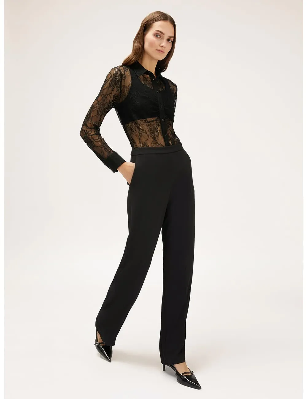 Motivi Hemdbluse aus Spitze mit Segelkragen