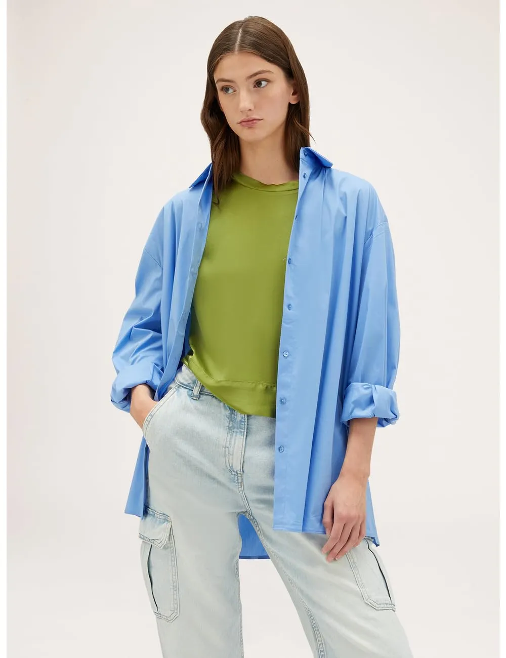 Motivi Oversize-Hemdbluse Popeline Baumwolle