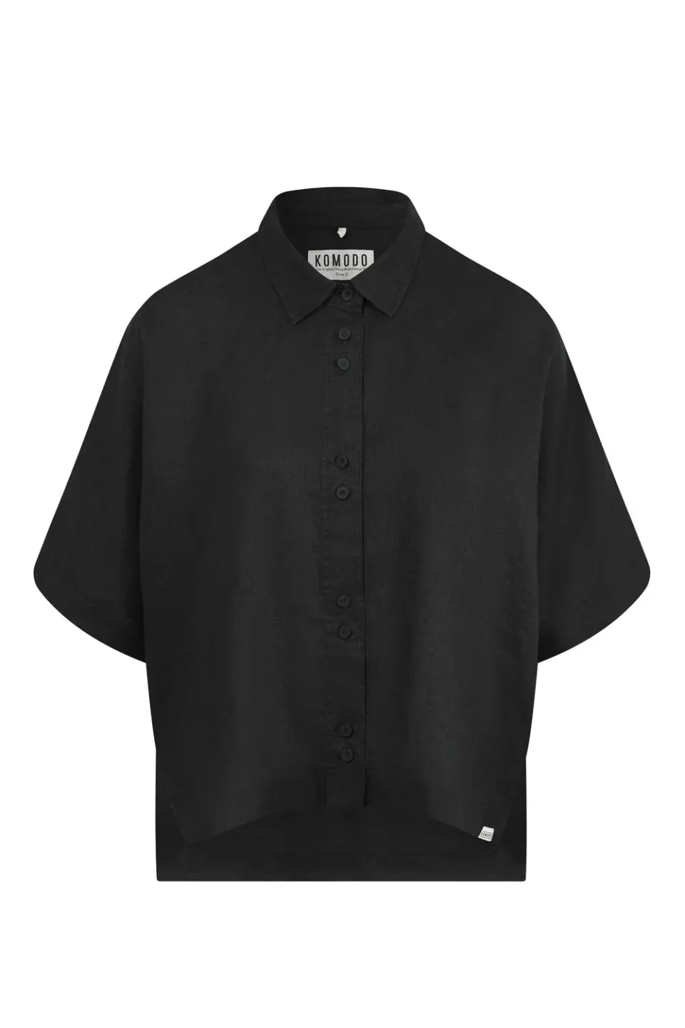 KOMODO KIMONO Hemd Schwarz Bio-Leinen weit
