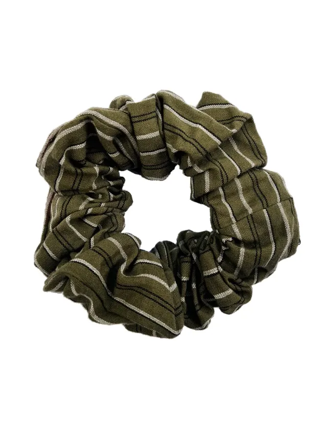 Komodo Scrunchy Haargummi Pinstripe Green Bio-Baumwolle