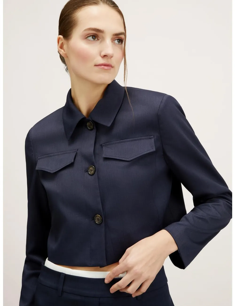 Motivi Cropped-Jacke Patten Canvas Kontrastfutter
