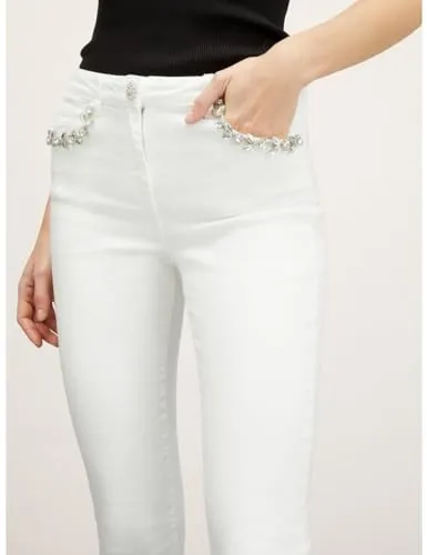 Motivi Skinny-Jeans Schmucksteine Jeans blau Stretch
