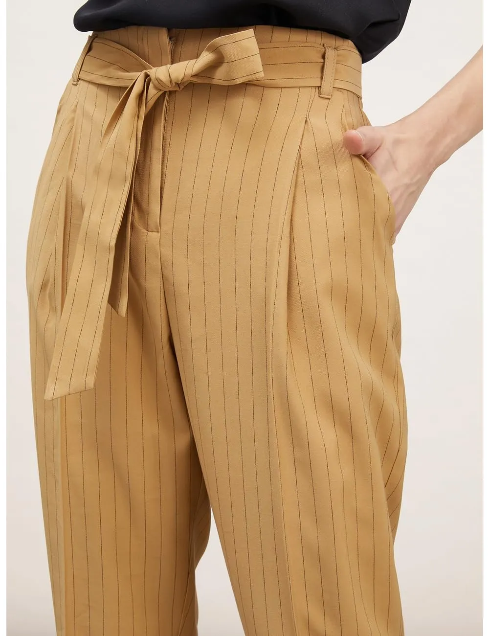 Motivi Nadelstreifenhose Falten hohe Taille