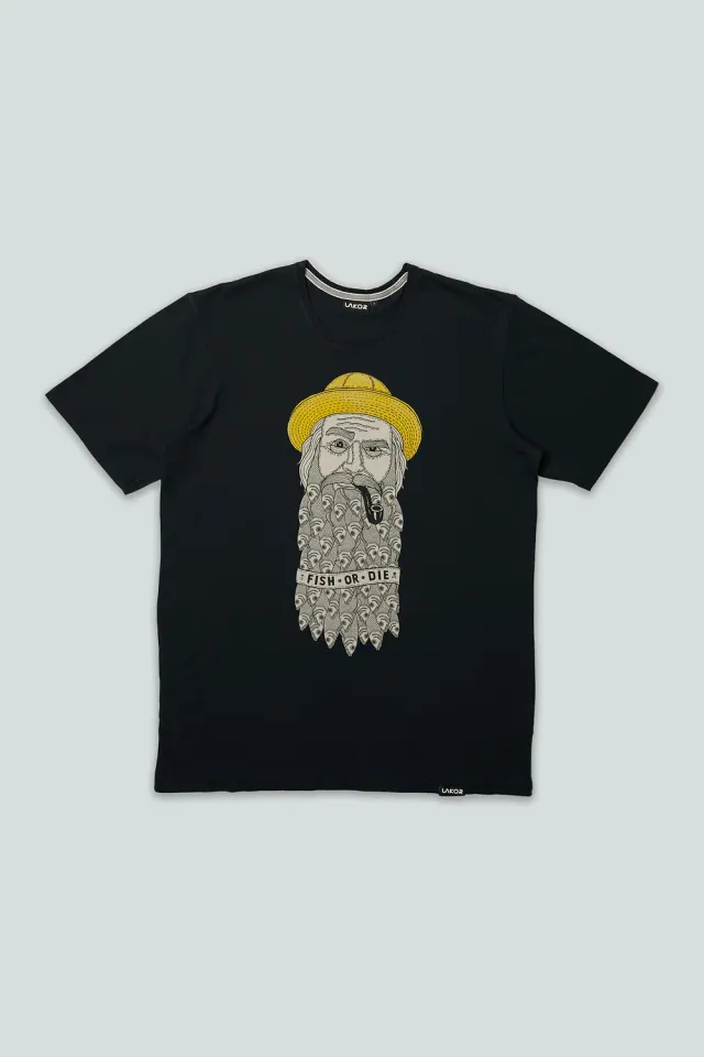 LAKOR Fishy Beard T-Shirt Moonless Night aus Bio-Baumwolle